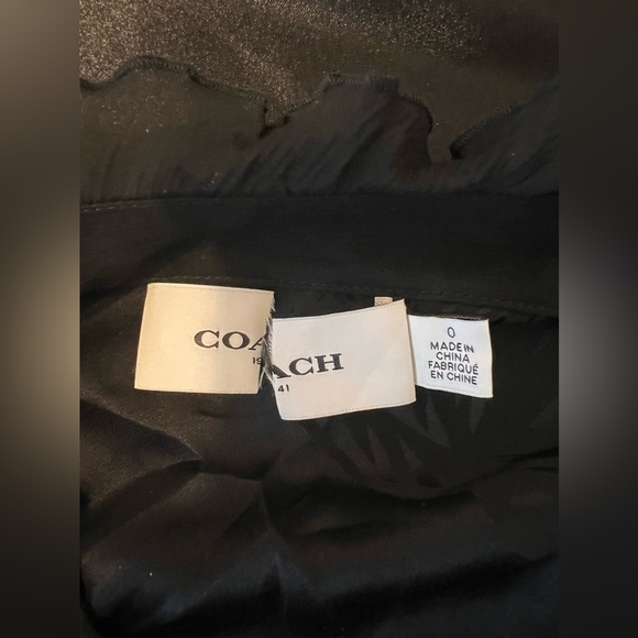 Coach Palm Tree Jacquard Dress Size 0 Black Silk Blend Chiffon - Picture 7 of 9